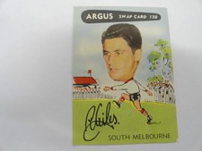 1954 ARGUS VFL SWAP CARD NO.138 BOB GILES SOUTH MELBOURNE