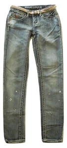 Nuevos Pantalones de mezclilla ajustados Mossimo Supply Co talla 1 salpicaduras lavado ligero calce 6 bajos - Imagen 1 de 3