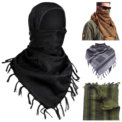 Bufanda Shemagh 100 % algodón suave árabe Keffiyeh militar desierto cabeza cuello envoltura máscara - Imagen 1 de 4