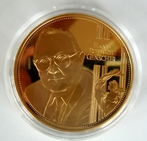 Medaille Hans-Dietrich Genscher Zeitzeugen 20. Jahrhunderts, 40 mm vergoldet - Bild 1 von 3