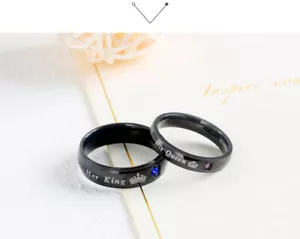 Gift His Queen Her King Couple's Matching Promise Ring Comfort Fit Wedding Band - Picture 1 of 11