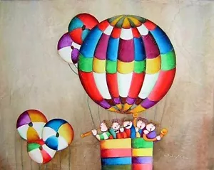Recreación de pintura al óleo - niños tocando música en globo aerostático - colección limitada - Imagen 1 de 3