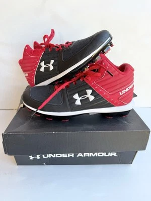Under Armour Yard Mid TPU Baseball Cleats Red Black size 9.5 new  - Image 1 of 4