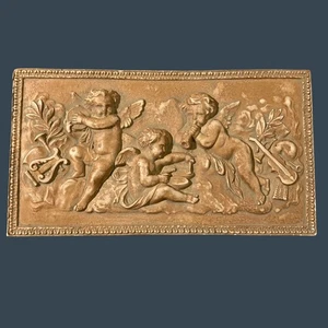 Eros Musikalischer Cherub Amor Griechischer Gips Wandskulptur Plakette - Bild 1 von 9