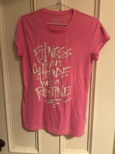 Reebok Pullover Active Short Sleeve T Shirt Womens Size Small M Pink - Picture 1 of 4