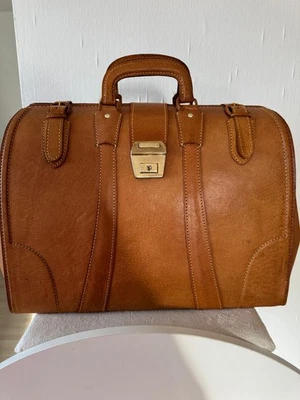 Reisetasche aus Leder , Arzt Hebammen Koffer Leder wie NEU - Bild 1 von 4