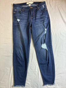 Altar'd State Jeans Womens 29 Mid-Rise Ripped Casual Blue Stretch Denim Raw Hem - Picture 1 of 7