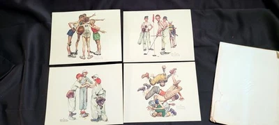 Norman Rockwell "Sporting Boys" Embossed Print Set of 4 - image 1 of 4