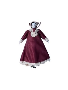 Adorno Muñeca Navidad Vintage 8” Rojo Terciopelo Blanco Encaje Vestido Cabeza Cerámica - Imagen 1 de 5