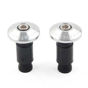 7/8'' Motorcycle Bike Handlebar Grips CNC Handle Bar End Cap Plugs Slider Silver - Picture 1 of 8