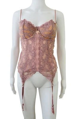 Corpiño corpiño floral rosa pastel beige rosa Y2K Victoria’s Secret 36C burlesco sexy Foto 1 de 4