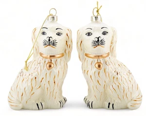 Staffordshire Reproducciones Vidrio Perros Navidad Adornos - ¡Juego de 12! - Imagen 1 de 4