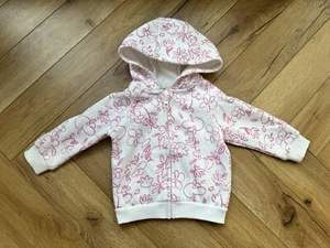 Primark Baby Girls Pink Hooded Jacket Full Zip Floral Doodle Print - 6-9 Months - Picture 1 of 5