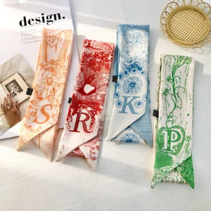 Women Long Skinny Scarfs Headband Silk Scarf Tie Hair Band Narrow Neckerchief - Picture 1 of 38