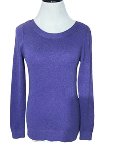 Elena Solano Womens Small Dark Purple 100% 2 Ply Cashmere Crew Neck Sweater - Picture 1 of 6
