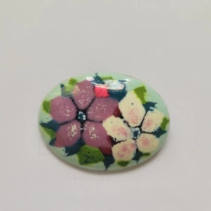 Vintage Brooch Pin Handpainted floral flowers Metal Multicolor Retro jewelry - Picture 1 of 4