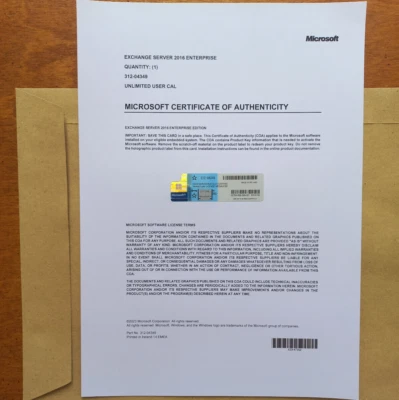 Microsoft Exchange Server 2016 Enterprise Retail Unlimited CAL CoA Authentic - Image 1 of 4