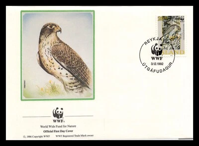 Iceland 1992 FDC, Gyrfalcon. 20kr. WWF. Nature. Maxi Card. Lot # 1. - Image 1 of 2