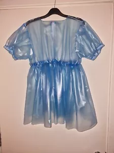 New blue soft pvc dress all sizes sissy maid adultbaby abdl little girl - Picture 1 of 7