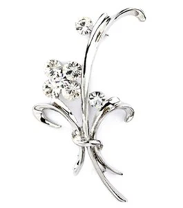 Silver tone flower brooch pin - Picture 1 of 1