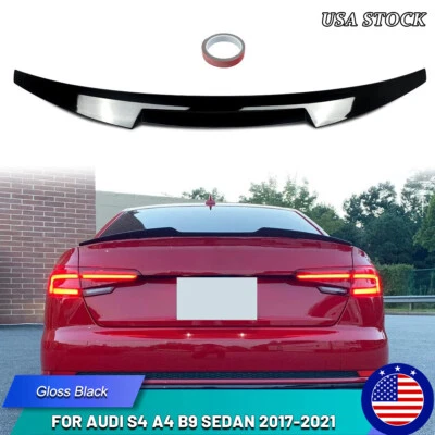 For Audi S4 A4 B9 Sedan 2017-2021 Rear Trunk Spoiler Wing M4 Style Gloss Black Foto 1 de 4