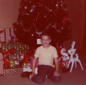 7O Photograph Vintage Snapshot 3.5"X3.5"  Happy Boy Christmas Morning - Picture 1 of 3
