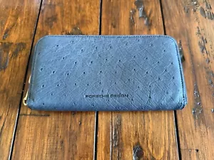Porsche Design Exotic Ostrich Leather Purse Wallet in Navy Rare and Collectible - Picture 1 of 4