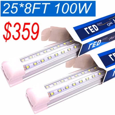 25 Pack 8' LED Shop Light Fixture 100W T8 8FT LED Tube Light Garage Lights 6500K - Image 1 of 4