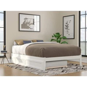 Afi Platform Bed White Queen USB Turbo Charger+Twin Extra Long Trundle Solidwood - Picture 1 of 8