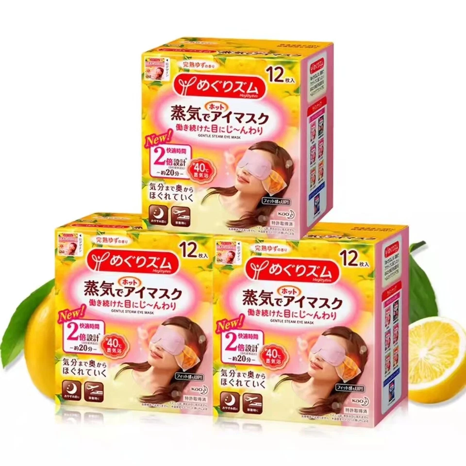Kao MegRhythm Warm Steam Eye Mask Yuzu 12 Sheets X3 Eyecare Relax
