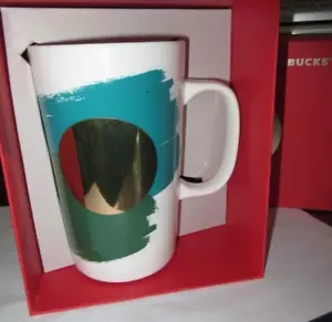 Starbucks 2014 großer Becher, weiß grün und gold Kreis, 16 Unzen NEU IN OVP - Bild 1 von 4