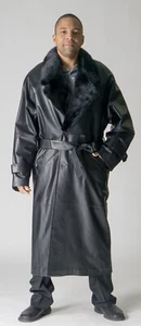 ¡OFERTA! Gabardina de cuero de cordero negro con piel de visón para hombre - Imagen 1 de 2