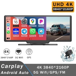 WiFi Dash Cam 4k+1080P GPS Car Rear View Mirror Cam DVR Recorder Carplay/Android - Picture 1 of 12