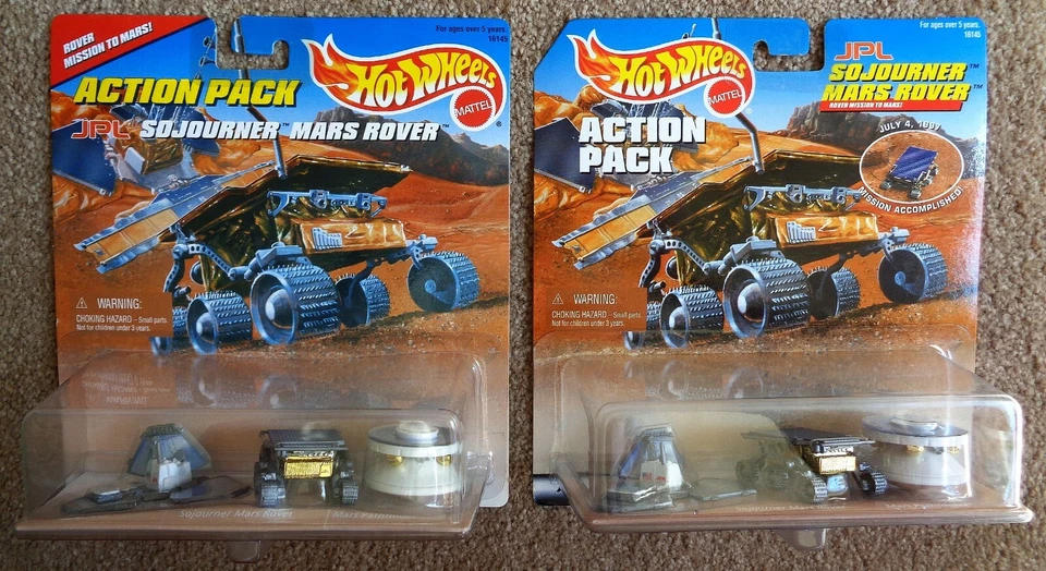 LOTE de 2 paquetes de acción Hot Wheels Sojourner Mars Rover 1996 y 1997 AMBAS VERSIONES Foto 1 de 4