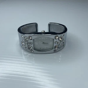 F Mingdu Stainless Silver Cuff Crystals Glam Watch Untested - Picture 1 of 7