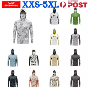 Mens Fishing Clothing Long Sleeve T-Shirt Anti-UV Hoodie Quick Dry Outdoor Tops - Picture 1 of 41