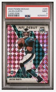 2020 Panini Mosaic Jalen Hurts Pink Camo Mosaic Prizm Rookie PSA 9 Eagles