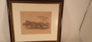 Ira Moskowitz, Signed Lithograph, Horses Pulling Wagon, 1969 - Picture 1 of 6