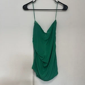 Prabal Gurung Spaghettiträger Blusentop - 100%. Seide Größe 4 Grün Neu mit Etikett - Bild 1 von 10