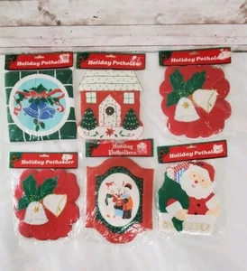 Menge 6 Neu Vintage Urlaub Topflappen Neu aus altem Lagerbestand Liss Bros PIC Weihnachten Philippinen  - Bild 1 von 14