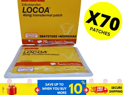 10 Pack ( 70 Patches ) LOCOA 40mg Transdermal Joint Pain Relief - Image 1 of 4