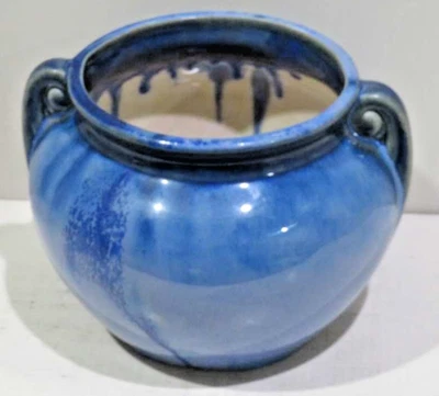 Fulper Pottery Arts & Crafts #4007 Handled Vase c 1931 Blue Flambe Glaze Nice! - Image 1 of 4