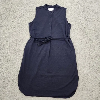 Ministry Of Supply Dress Womens Large Blue Hybrid Seersucker Button Neck Career Foto 1 de 4