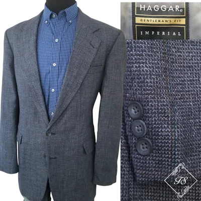 Blazer de colección Haggar Imperial azul cabeza de uñas tweed para hombre 44L abrigo deportivo chaqueta Foto 1 de 4