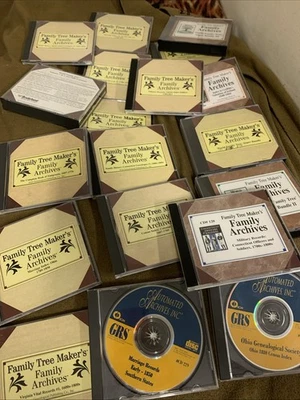 Lote de 19 discos Family Tree Makers Family Archives CD-ROM de Broderbund Windows Foto 1 de 4