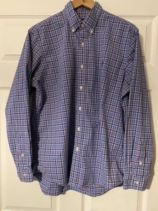 Ralph Lauren cotton stretch button down plaid shirt size L red white and blue - Picture 1 of 7