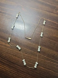 Kate Spade Ivory Enamel Double Side Station Bow Tie Gold Tone Chain Necklace 30" - Picture 1 of 5