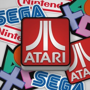 Foglio adesivi gamer con 8 adesivi Atari Sega Playstation Nintendo sticker cult - Foto 1 di 7