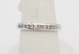 14K Karat White Gold Comfort Fit Band Channel Set, SI1 Clarity, HI Color, Size 8 - Picture 1 of 13