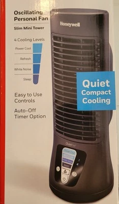 Honeywell QuietSet Slim Mini Tower Personal Table Fan, HTF210B, Black - Image 1 of 4
